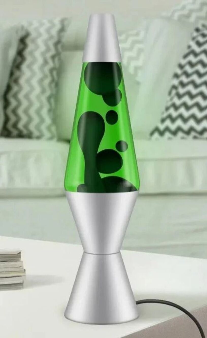 14.5” Lava Lamp Black Lava Green Liquid Silver Base New Minecraft Colors Hulk